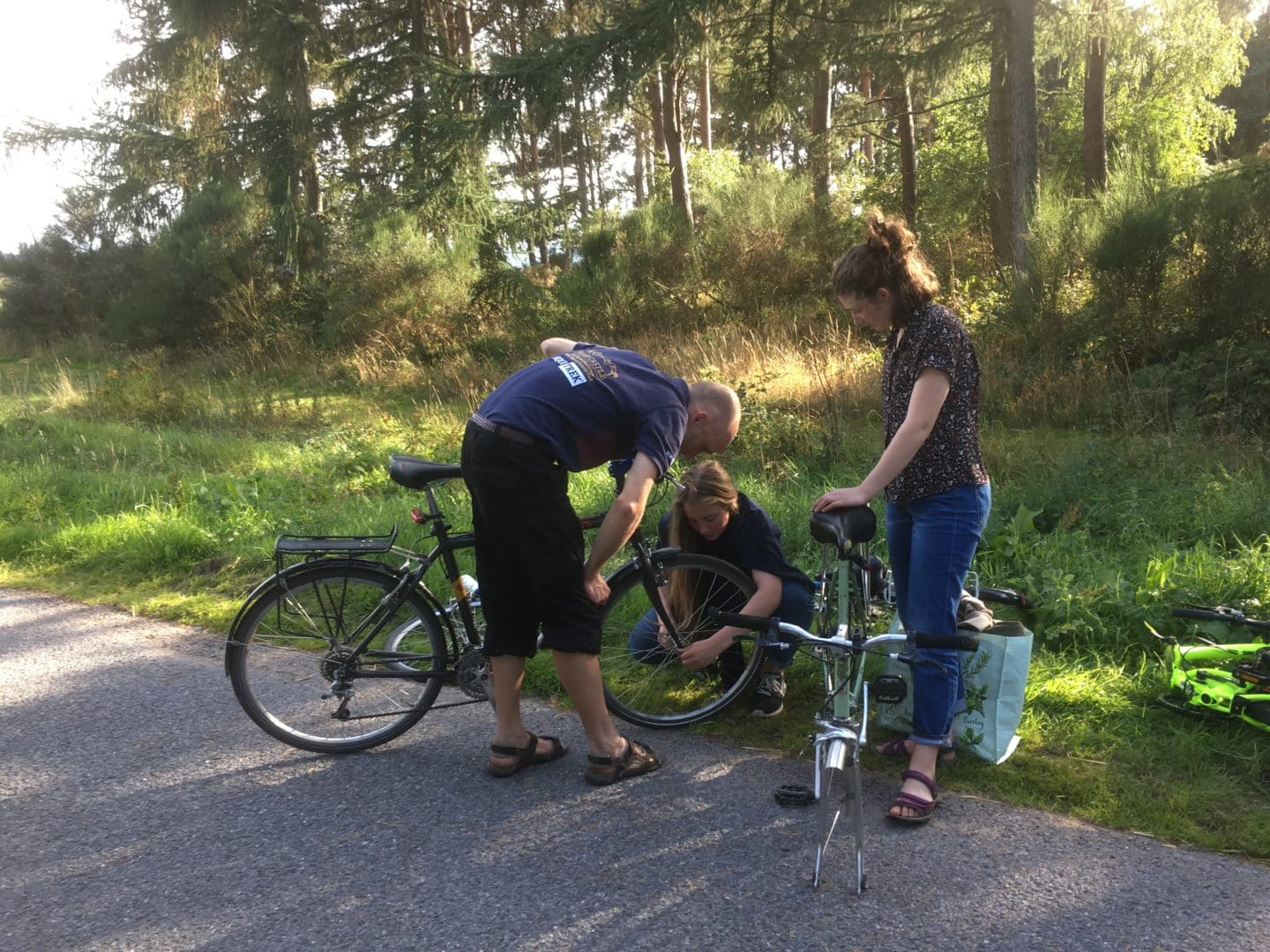 Family group on bike ride